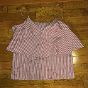 J.ING Red & White Striped Blouse Tank - S